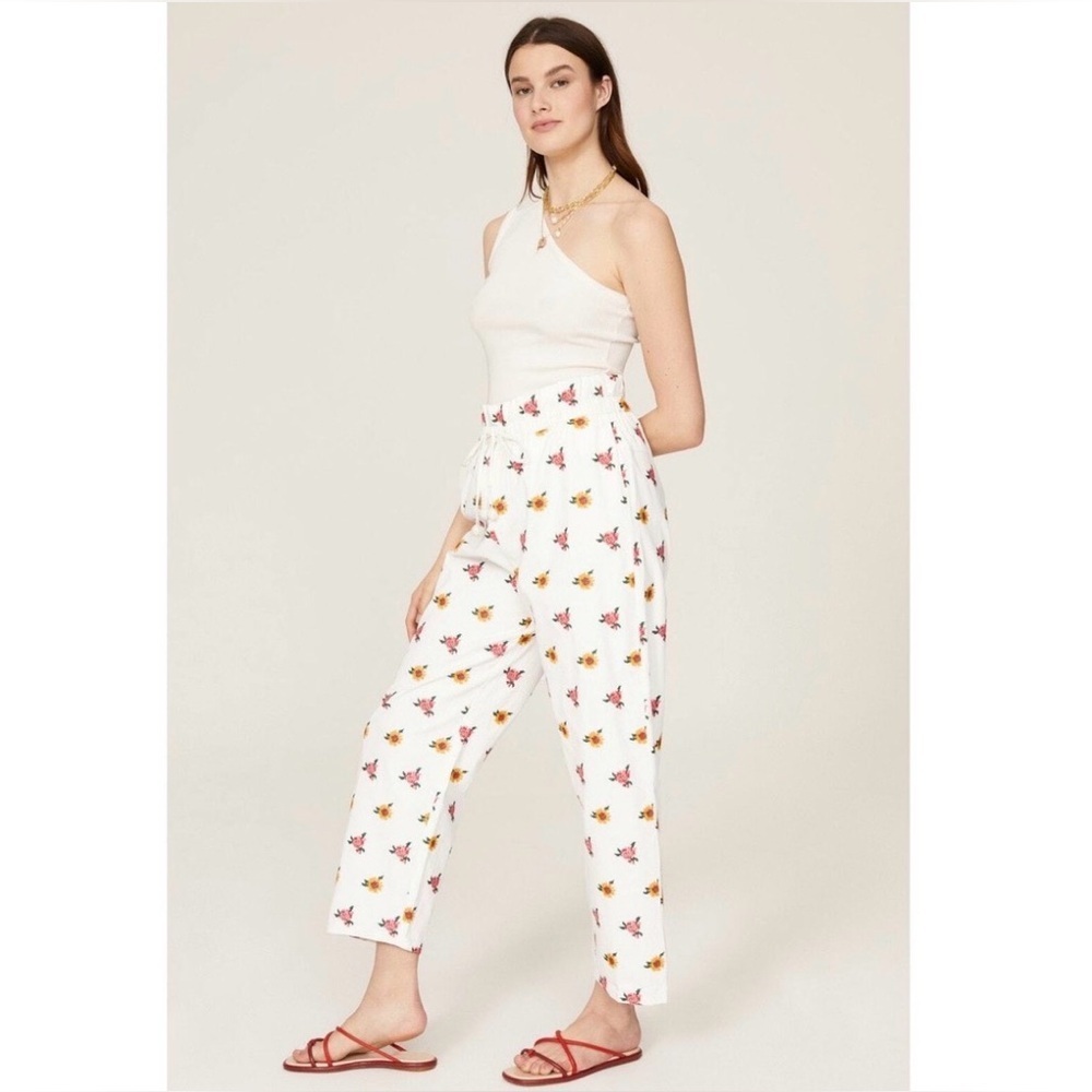 NWT FARM Rio Mixed Flowers Embroidered Pants women’s medium